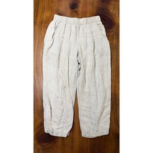 Maiwa Women's pants L Linen Lagenlook Pull on Casual Pockets Beach YY18